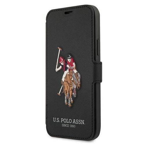 Husa de protectie US Polo Assn. Embroidery pentru iPhone 12/12 Pro, Piele ecologica, Negru