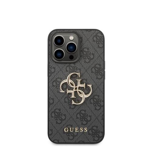 Protectie Spate Guess Leather Metal Logo pentru Apple iPhone 14 Pro Max (Negru)