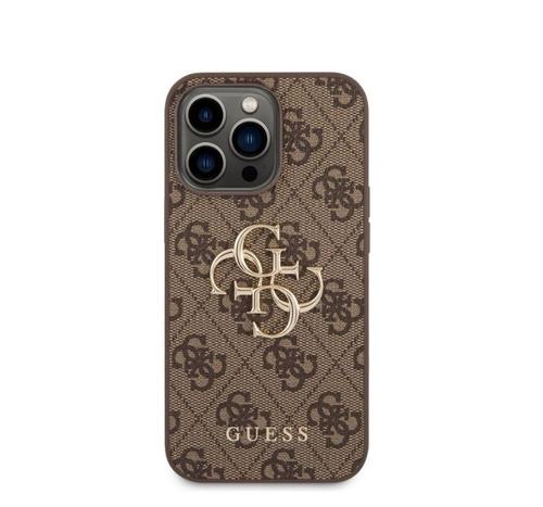 Protectie Spate Guess Leather 4G Metal Logo pentru Apple iPhone 14 Pro (Maro)