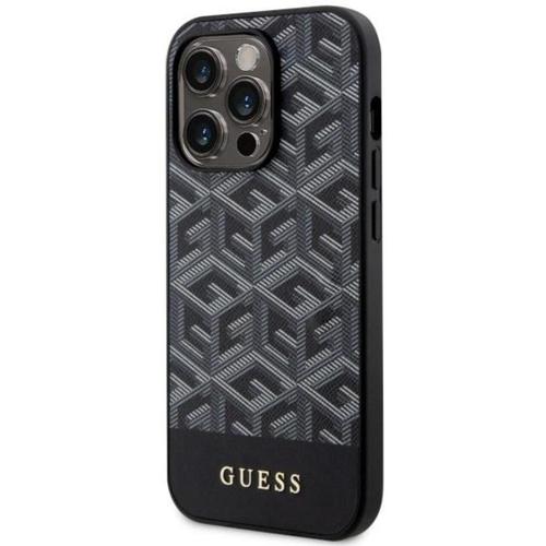 Husa Protectie Spate Guess GUHMP14LHGCFSEK GCube Stripes MagSafe pentru Apple iPhone 14 Pro (Negru)