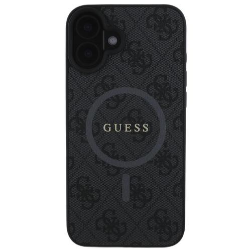 Husa Protectie Spate Guess PU Leather 4G GUHMP16SG4GFRK Colored Ring MagSafe pentru Apple iPhone 16 (Negru)