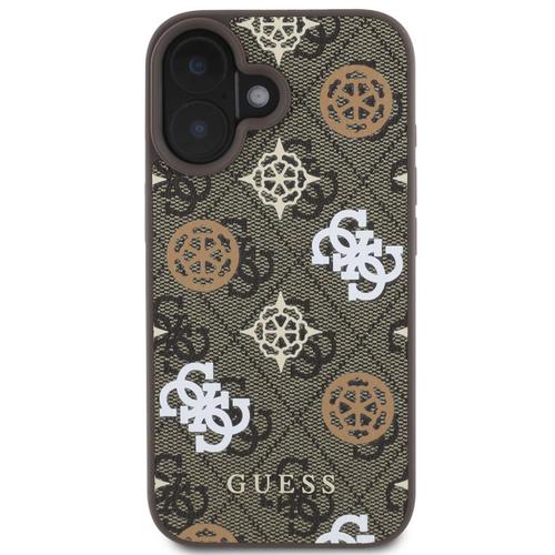 Husa Protectie Spate Guess GUHMP16SP4PWPW PU 4G Peony MagSafe pentru Apple iPhone 16 (Maro)