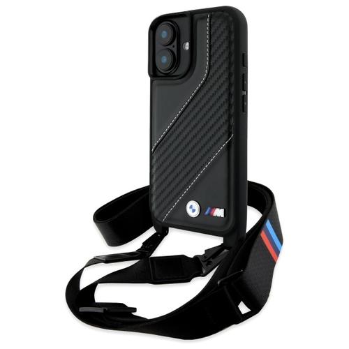 Husa pentru Apple iPhone 16 Plus, BMW, M Edition Carbon Stripe & Strap, Neagra