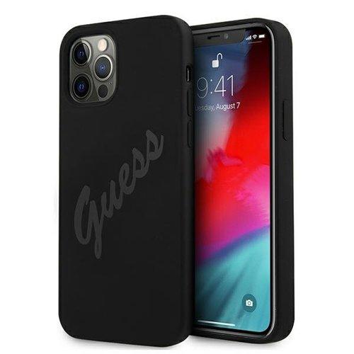Husa Guess GUHCP12LLSVSBK din silicon Vintage pentru iPhone 12 Pro Max, Negru