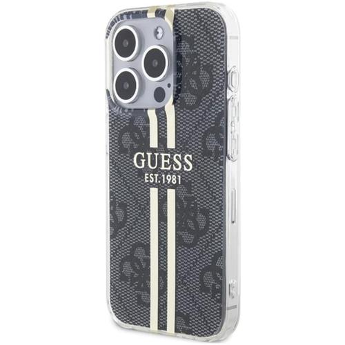 Husa Protectie Spate Guess 4G Gold Stripe pentru Apple iPhone 15 Pro (Negru)