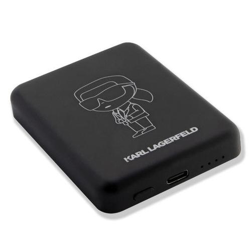 Acumulator extern wireless Karl Lagerfeld, 3000mAh, Magsafe, 1xUSB-C, Indicator baterie (Negru)