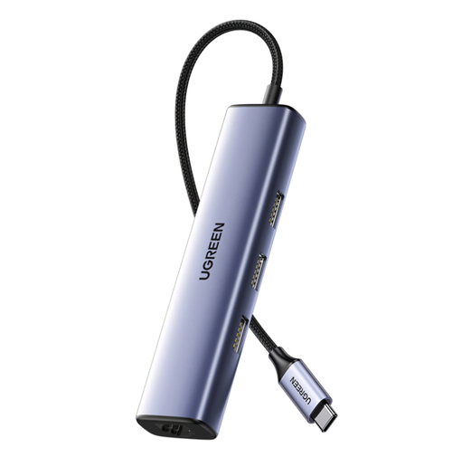 Hub USB Type-C Ugreen CM475, 3 x USB-A, 1 x RJ45 (Gri)