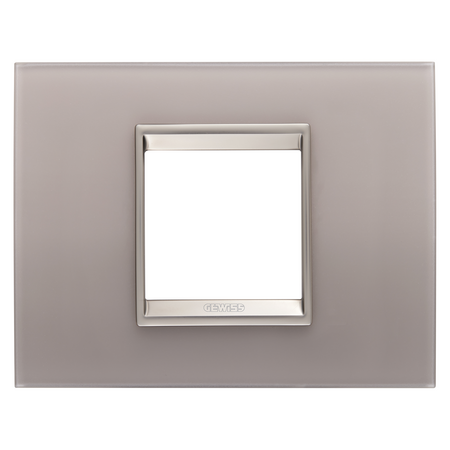 PLACA LUX - ÎN STICLA - 2 MODULE - GRI PERLAT - CADRU INTERIOR BRONZ MAT - CHORUSMART