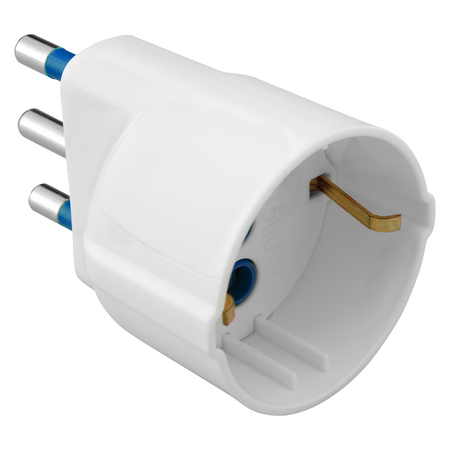 ADAPTOR UNIC - 2P+E 16A S17 - 1 IESIRE STANDARD ITALIANA/GERMANA - 16A - 250V c.a. - ALB SATINAT