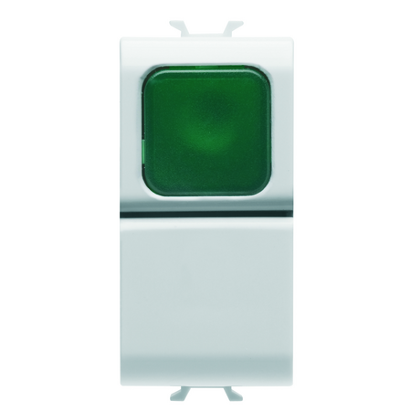 BUTON 1P 250V c.a. - NO 16A - DIFUZOR VERDE - 1 MODUL - ALB SATINAT - CHORUSMART