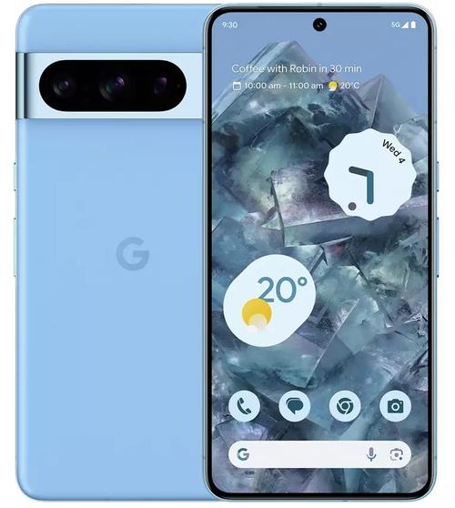 Telefon Mobil Google Pixel 8 Pro, Procesor Google Tensor G3 Nona-core, LTPO OLED Capacitive Touchscreen 6.7inch, 12GB RAM, 128GB Flash, Camera Tripla 50+48+48MP, Wi-Fi, 5G, Dual SIM, Android (Albastru)