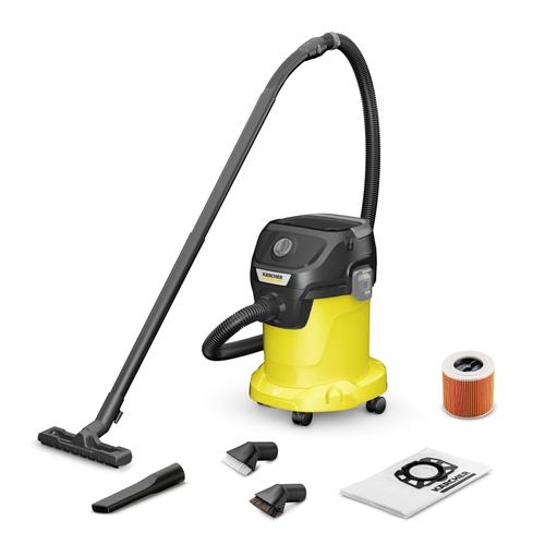 Aspirator umed uscat Karcher KWD 3 V-17/4/20 KIT, 1000 W, 230 mbar, 17 L, Cablu 4m (Galben)