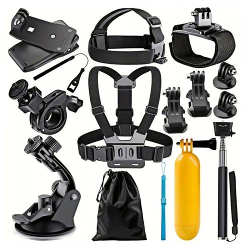 Kit Accesorii Camera Sport Techsuit SA15 pentru GoPro / SJCAM Series, 15in1 (Negru)