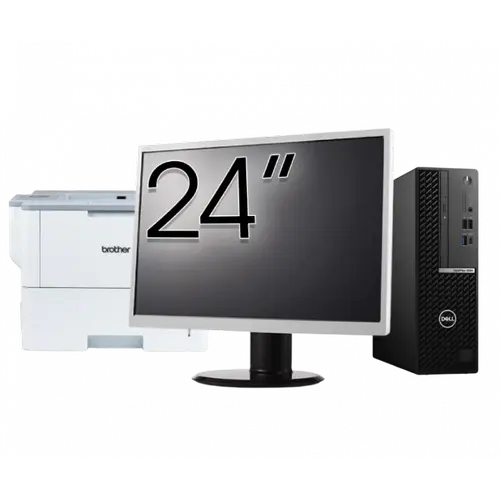Pachet Calculator refurbished DELL OptiPlex 5080 SFF, Intel Core i5-10500 3.10 - 4.50GHz, 8GB DDR4, 256GB SSD + Monitor 24" + Imprimanta Brother HL-L6300DW