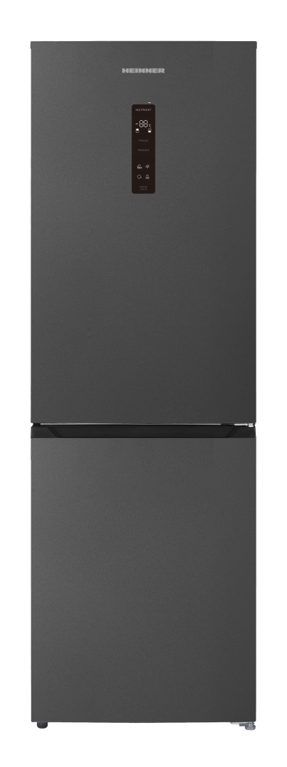 Combina frigorifica HEINNER HCNF-HM400DINVDGE++, 400 L, Clasa E, Display LED Touch, No Frost, Super congelare, H 186 cm (Gri antracit)