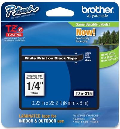 Brother Etichete TZE315 6mm (alb/negru)