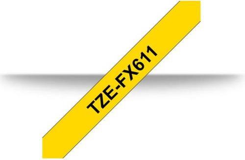 Banda laminata flexibila Brother TZe-FX611, 6mm/8m, Negru/Galben