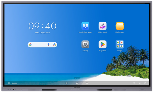 Tabla interactiva HIKVISIONS 75 DS-D5B75RB/EP, UHD 3840x2160, 50 puncte, 450 cd/m2, 5ms, Difuzoare 2x20W+25W, 8GB RAM, 128GB Flash, Wi-Fi, Bluetooth, Android 16