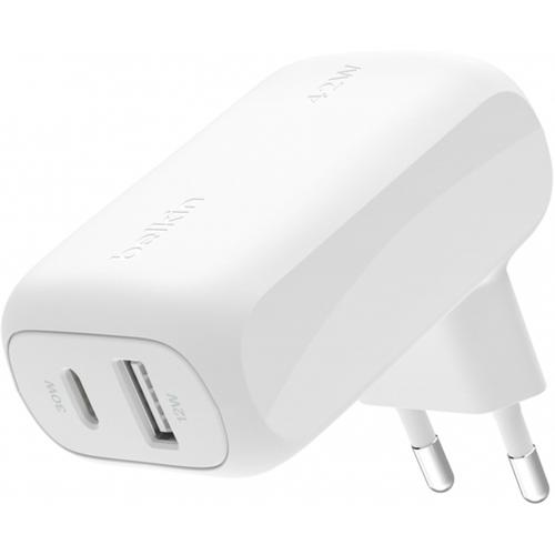 Incarcator Retea Belkin BoostCharge Dual, 42W, 3A, 1 x USB-A - 1 x USB-C, WCB009vfWH (Alb)