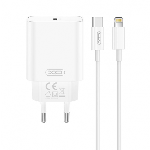 Incarcator Retea Cu Cablu Lightning XO Design CE32, 20W, 3A, 1 x USB-C (Alb)