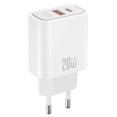 Incarcator Retea XO Design CE40, 20W, 3A, 1 x USB-A - 1 x USB-C (Alb)
