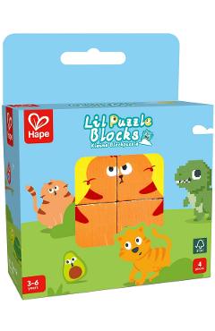Puzzle din lemn. Cuburi 4 piese