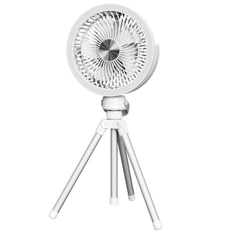 Ventilator de birou Platinet PRDF0556, Trepied, Lumina LED, 2x1200 mAh (Alb)
