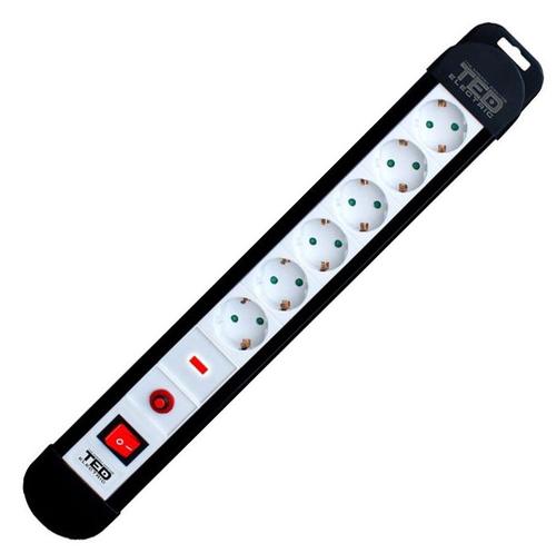 Prelungitor TED Electric PS-TED6-3, 6 prize, 3 m (Negru/Alb)
