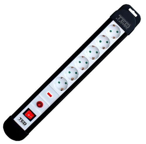 Prelungitor TED Electric PS-TED6-5, 6 prize, 5 m (Negru/Alb)