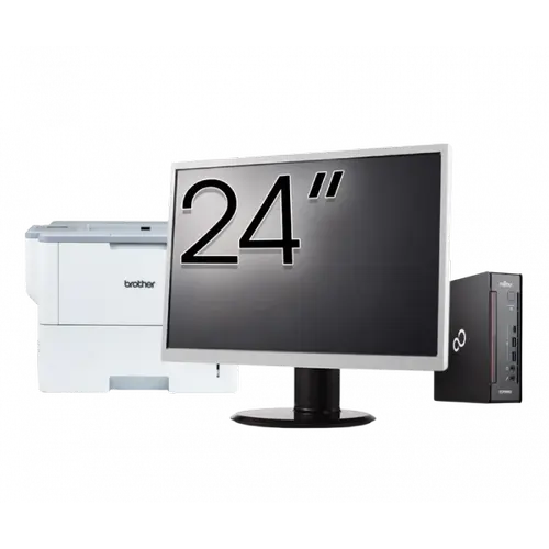 Pachet Calculator refurbished Fujitsu Esprimo Q958 Mini PC, Intel Core i5-8400 2.80 - 4.00GHz, 8GB DDR4, 256GB SSD + Monitor 24" + Imprimanta Brother HL-L6300DW