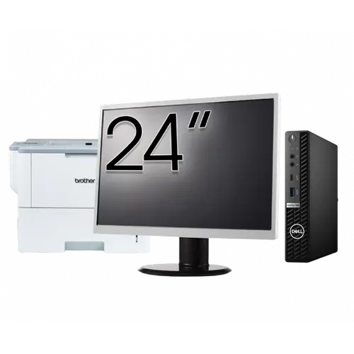 Pachet Calculator refurbished DELL OptiPlex 7080 Mini PC, Intel Core i5-10500T 2.30 - 3.80GHz, 8GB DDR4, 256GB SSD + Monitor 24" + Imprimanta Brother HL-L6300DW