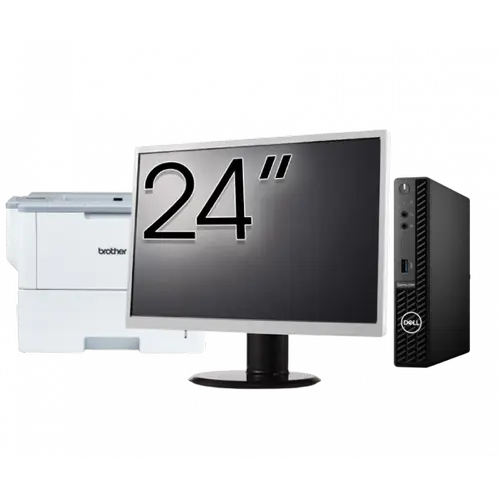 Pachet Calculator refurbished DELL OptiPlex 3090 Mini PC, Intel Core i3-10105T 3.00 - 3.90GHz, 8GB DDR4, 256GB SSD + Monitor 24" + Imprimanta Brother HL-L6300DW