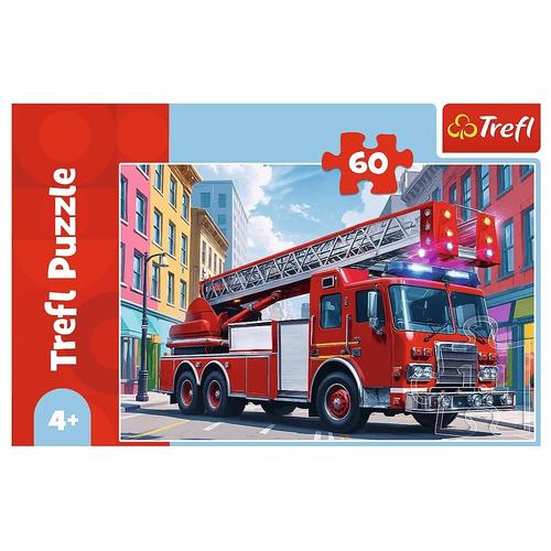 Puzzle Trefl masina de pompieri, 60 piese, 330x220mm