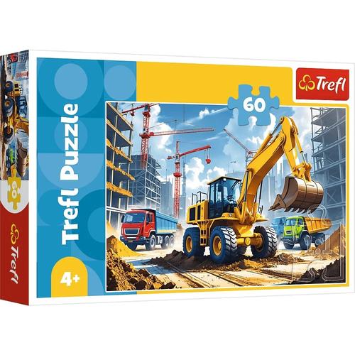 Puzzle Trefl Tractor cu excavator, dimensiune 330x220mm, 60 de piese