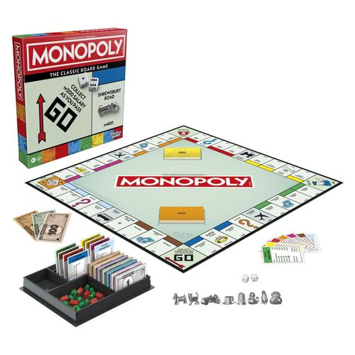 Joc de societate Monopoly Classic, Hasbro, 2-6 jucatori, 27x27x4cm, versiune engleza