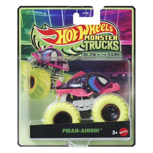 Masinuta Hot Wheels Monster Truck - Glow in the Dark, Piran-Ahhhh, scara 1:64