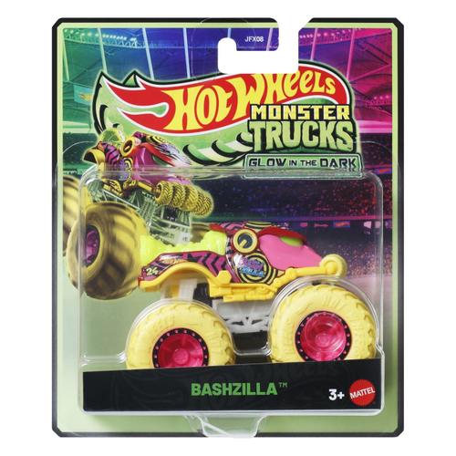 Masinuta Hot Wheels Monster Truck - Glow in the Dark, Bashzilla, scara 1:64