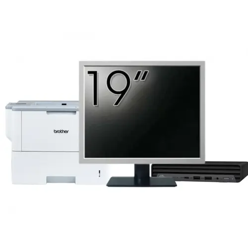 Pachet Calculator refurbished HP EliteDesk 800 G6 Mini PC, Intel Core i5-10500T 2.30 - 3.80GHz, 8GB DDR4, 256GB SSD + Monitor 19" &amp; Imprimanta Brother HL-L6300DW