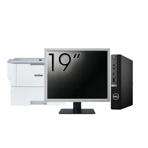 Pachet Calculator refurbished DELL OptiPlex 7080 Mini PC, Intel Core i5-10500T 2.30 - 3.80GHz, 8GB DDR4, 256GB SSD + Monitor 19" + Imprimanta Brother HL-L6300DW