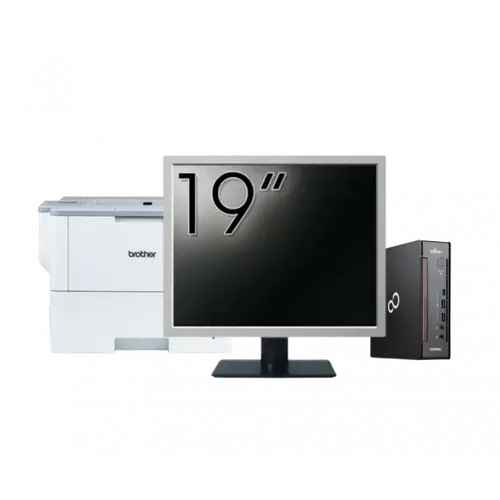 Pachet Calculator refurbished Fujitsu Esprimo Q958 Mini PC, Intel Core i5-8400 2.80 - 4.00GHz, 8GB DDR4, 256GB SSD + Monitor 19" + Imprimanta Brother HL-L6300DW