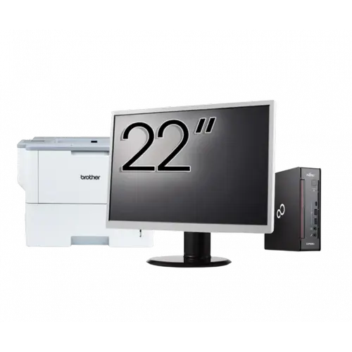 Pachet Calculator refurbished Fujitsu Esprimo Q958 Mini PC, Intel Core i5-9500 3.00 - 4.40GHz, 8GB DDR4, 256GB SSD + Monitor 22" + Imprimanta Brother HL-L6300DW