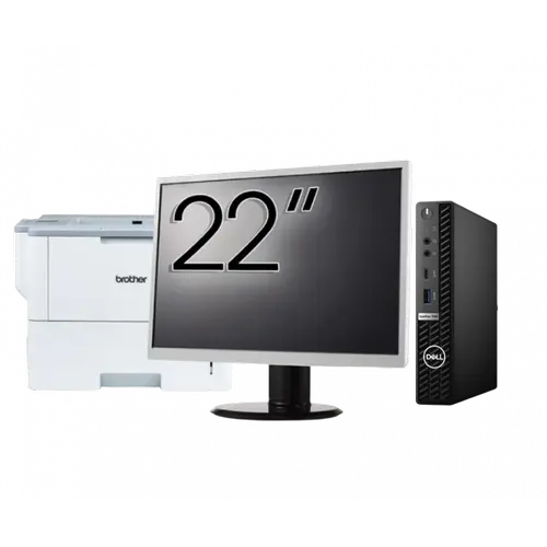 Pachet Calculator refurbished DELL OptiPlex 7080 Mini PC, Intel Core i5-10500T 2.30 - 3.80GHz, 8GB DDR4, 256GB SSD + Monitor 22" + Imprimanta Brother HL-L6300DW