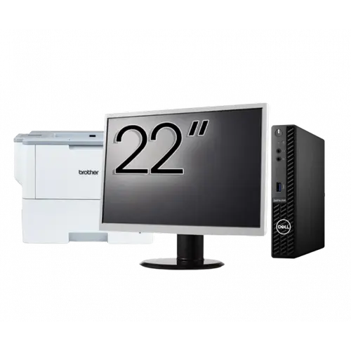 Pachet Calculator refurbished DELL OptiPlex 3090 Mini PC, Intel Core i3-10105T 3.00 - 3.90GHz, 8GB DDR4, 256GB SSD + Monitor 22" + Imprimanta Brother HL-L6300DW