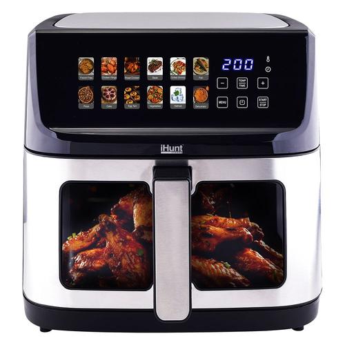 Friteuza cu aer cald iHunt BRO Air Fryer Ultra, 11 l, 12 programe, Termostat 80-200 C, Timer, Control digital Touch (Argintiu/Gri)