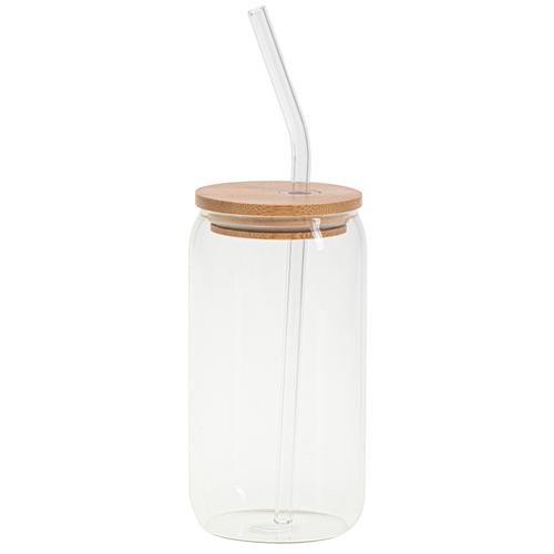 Pahar de sticla cu capac si pai Camry CR4426 (Transparent)