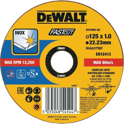 Disc abraziv pentru inox DeWalt 125x1x22.23mm