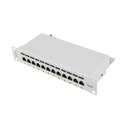 Panou de conexiuni, Lanberg, 12 porturi , 1U , cat 5e , 10 ”, Gri