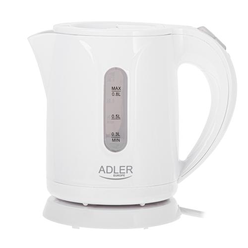 Fierbator de apa Adler AD 1371W, 0.8 l, 850 W, Baza rotativa, Stocare cablu (Alb)