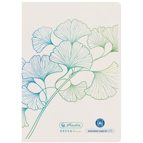 Carnetel Herlitz, A6, 32 file, hartie reciclata, 80 g/mp, dictando, motiv ginkgo, seria greenline