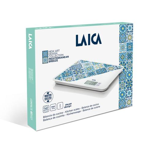 Cantar electronic de bucatarie Laica KS5021, 20 kg, design mediteraneean (Albastru)
